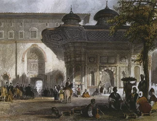 Puerta imperial del Palacio de Topkapi y fuente del Sultán Ahmed III, Estambul, 1839